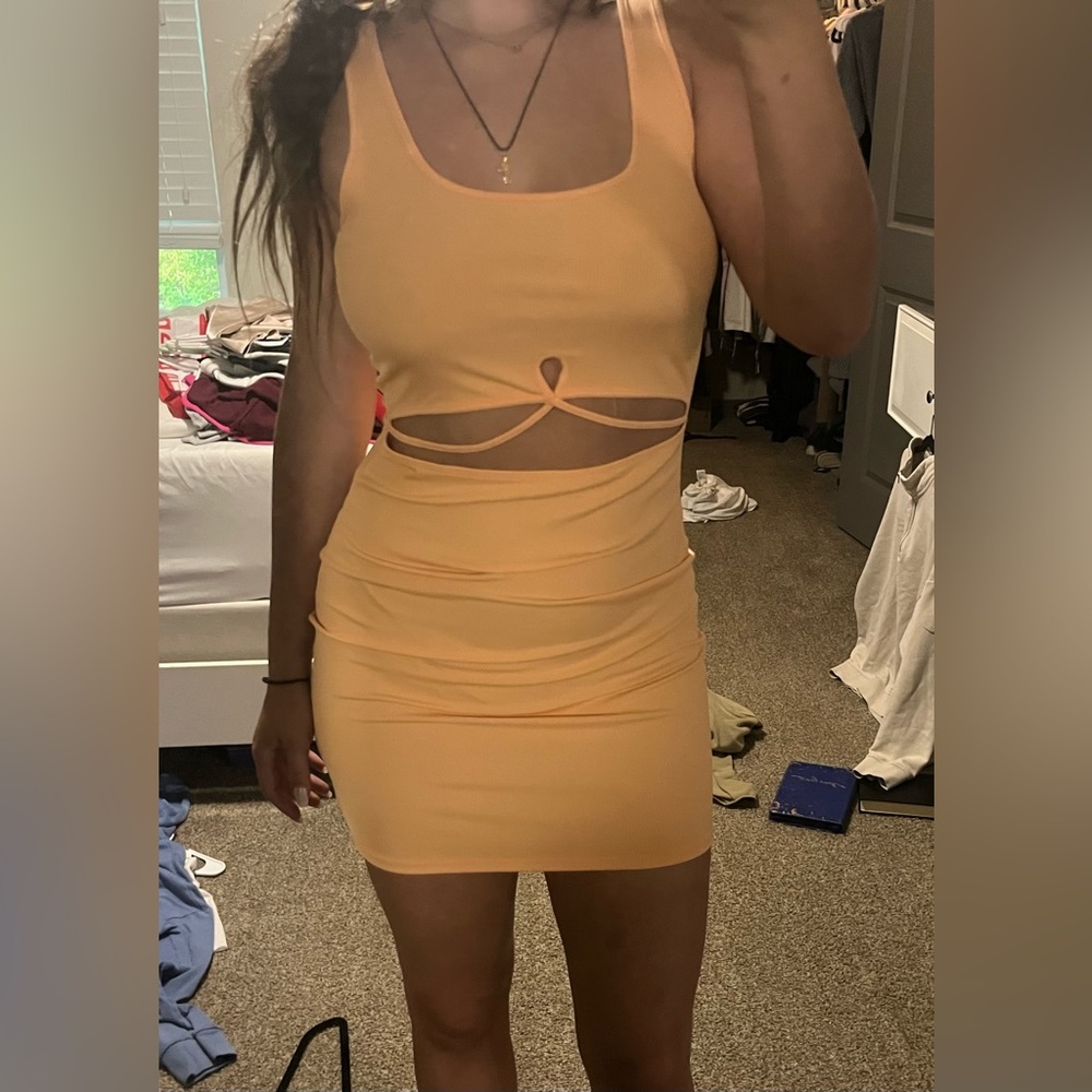 light orange dress